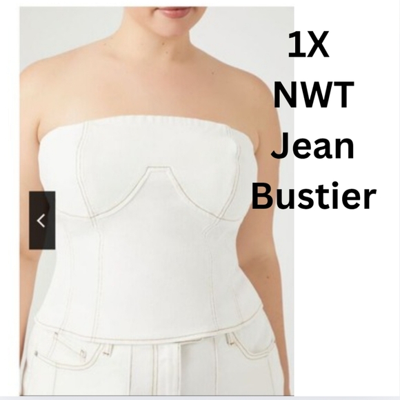 NWT Jean Bustier Top 1X Stretch Summer Spring White V-2463 - Picture 1 of 6